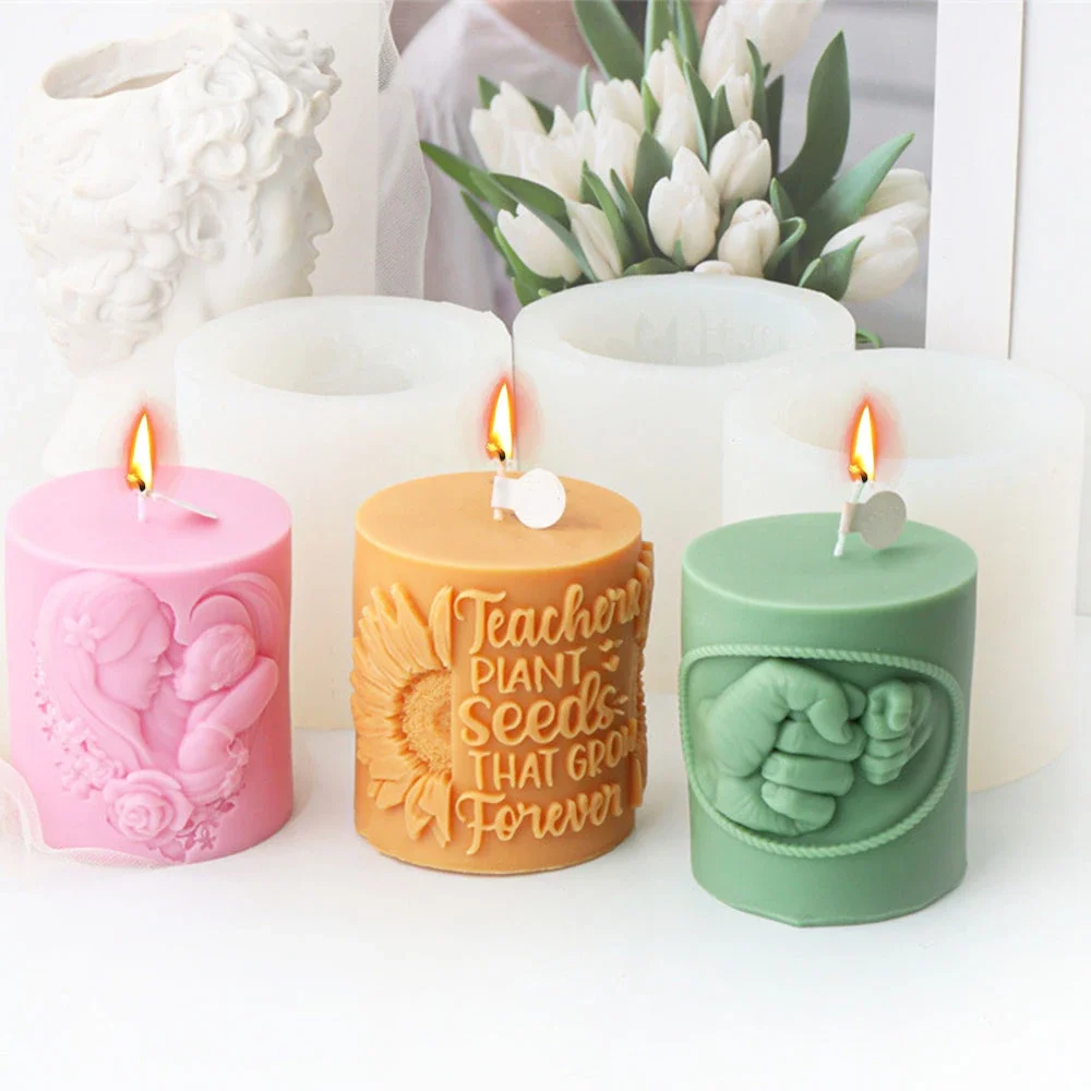 

Relief Sunflower Blessings Mommy Child Silicone Candle Mold Heart Woman Baby Fist Bump Plaster Mould Chocolate Mother’s Day Gift