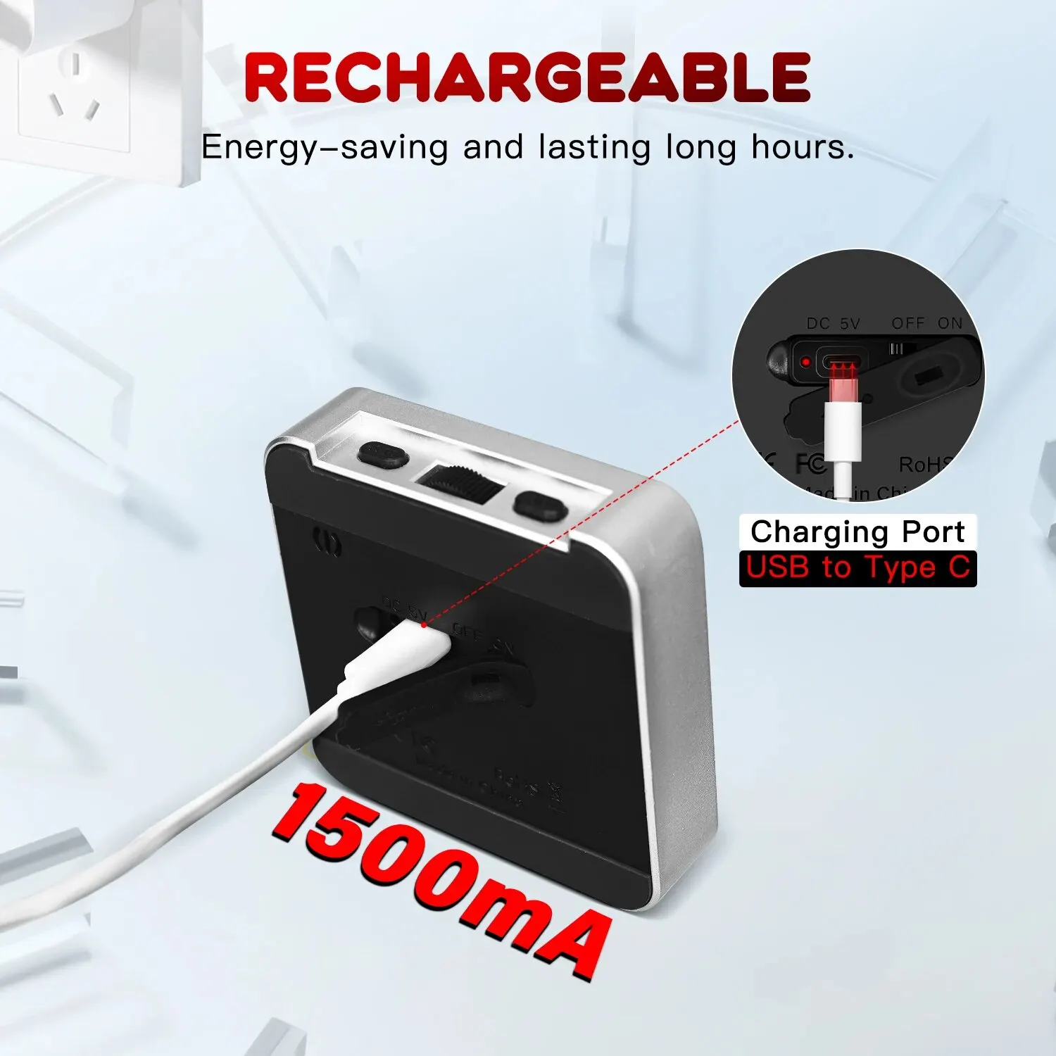 Digital Rechargeable 60 Minutes Silent Countdown/Up Visual Timer 3.4 Inches Colored Screen Magnetic Back VT08 Pro