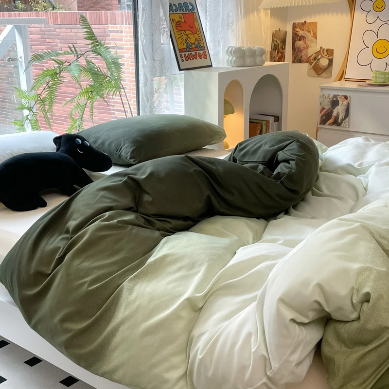 

Bedding Set High Quality Gradient Solid Color Bed Linen Sets Single/Queen/King Size Bedclothes Reactive Printed Bedding