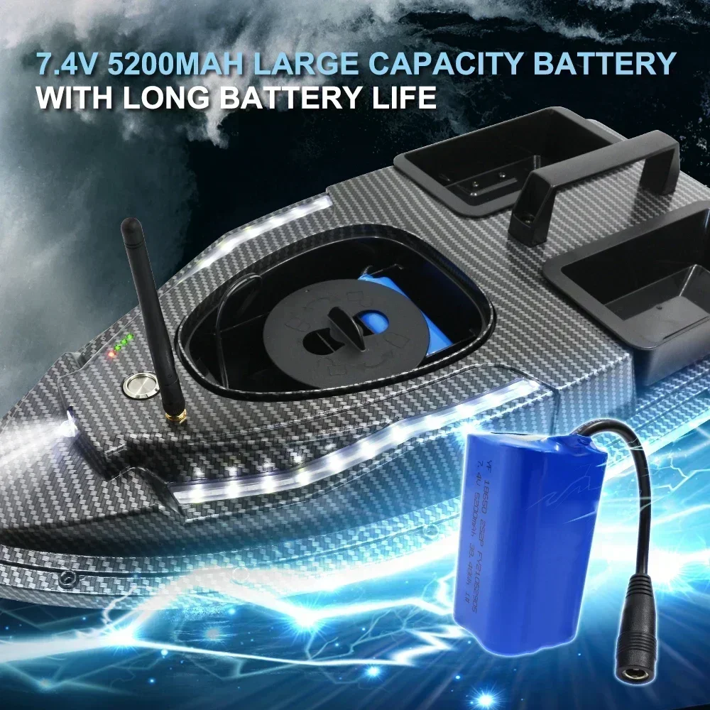Rc 미끼 보트 V900 GPS 40 낚시 포인트 500 M 원격 제어 1.5KG 무게의 호퍼 2개 자동 반환 야간 낚시 보트
