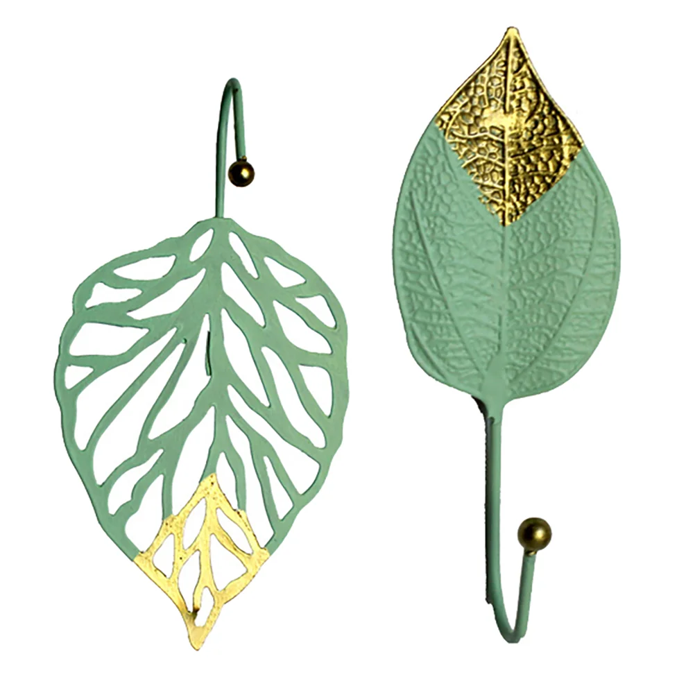 

2pcs Leaf Shaped Hanger Hooks Coat Wall Mounted Hooks Single Coat Hanger