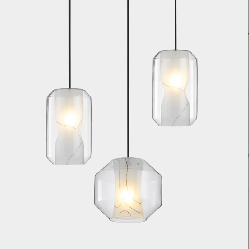 

Подвесной светильник NordicGlass с одной головкой, художественный прикроватный светильник для гостиной, спальни, коридора, лестницы, кухни, бара, Подвесная лампа