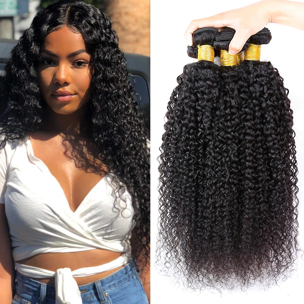 Kinky Curly Bundles 8-28 Inch Malaysian Human Hair Extensions For Women Hair Natural Color 1/3/4 Bundles Deal