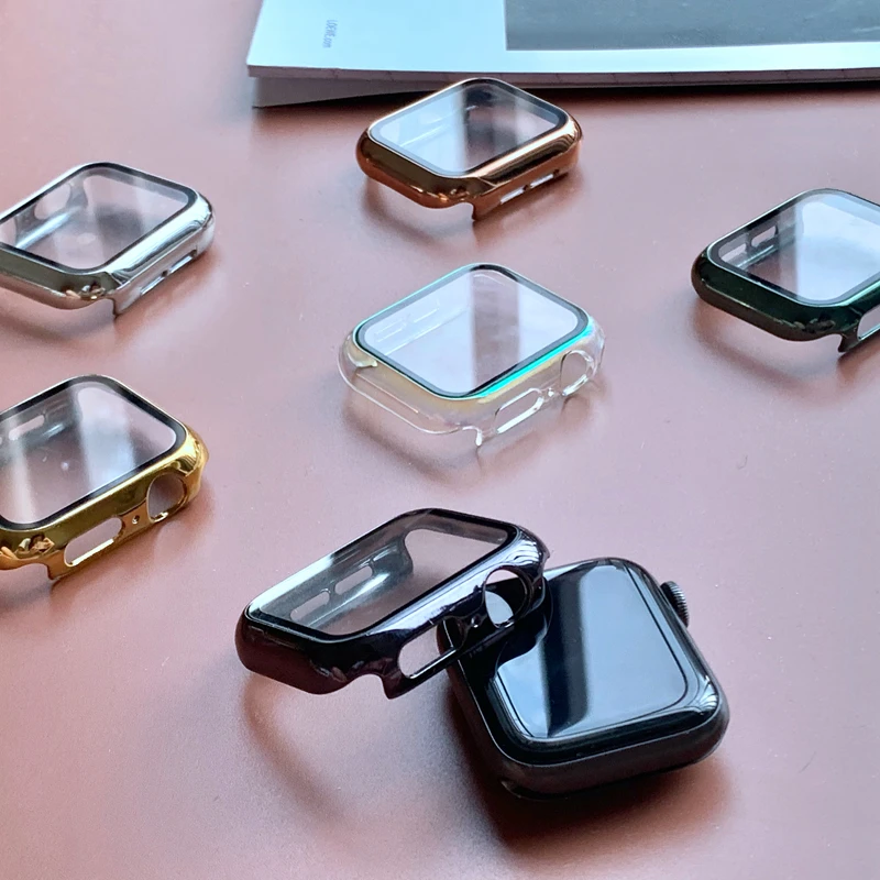 Sleek Plated Apple Watch Case with Glass & Bumper Screen Protector