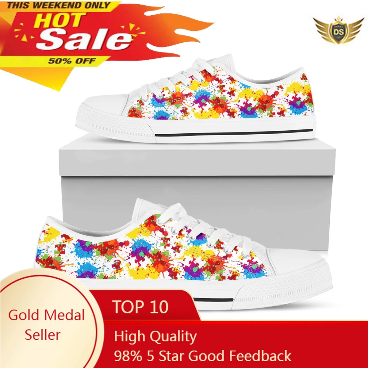 Rainbow Lgbt Autism Awareness Summer New Breathable Shoes Trend Comfort Canvas Sneakers Lace Up Flat Shoes For Girls