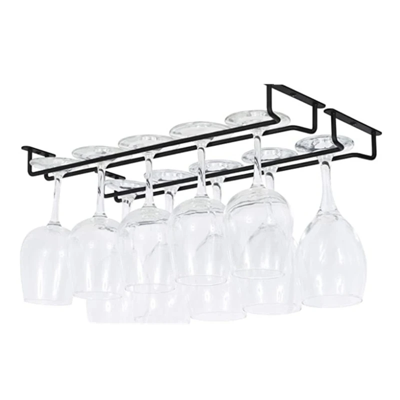 Wine Glass Hanging Rack with Screws Wall Mount Wine Glass Holder Hanger Storage for Bar Kitchen 3