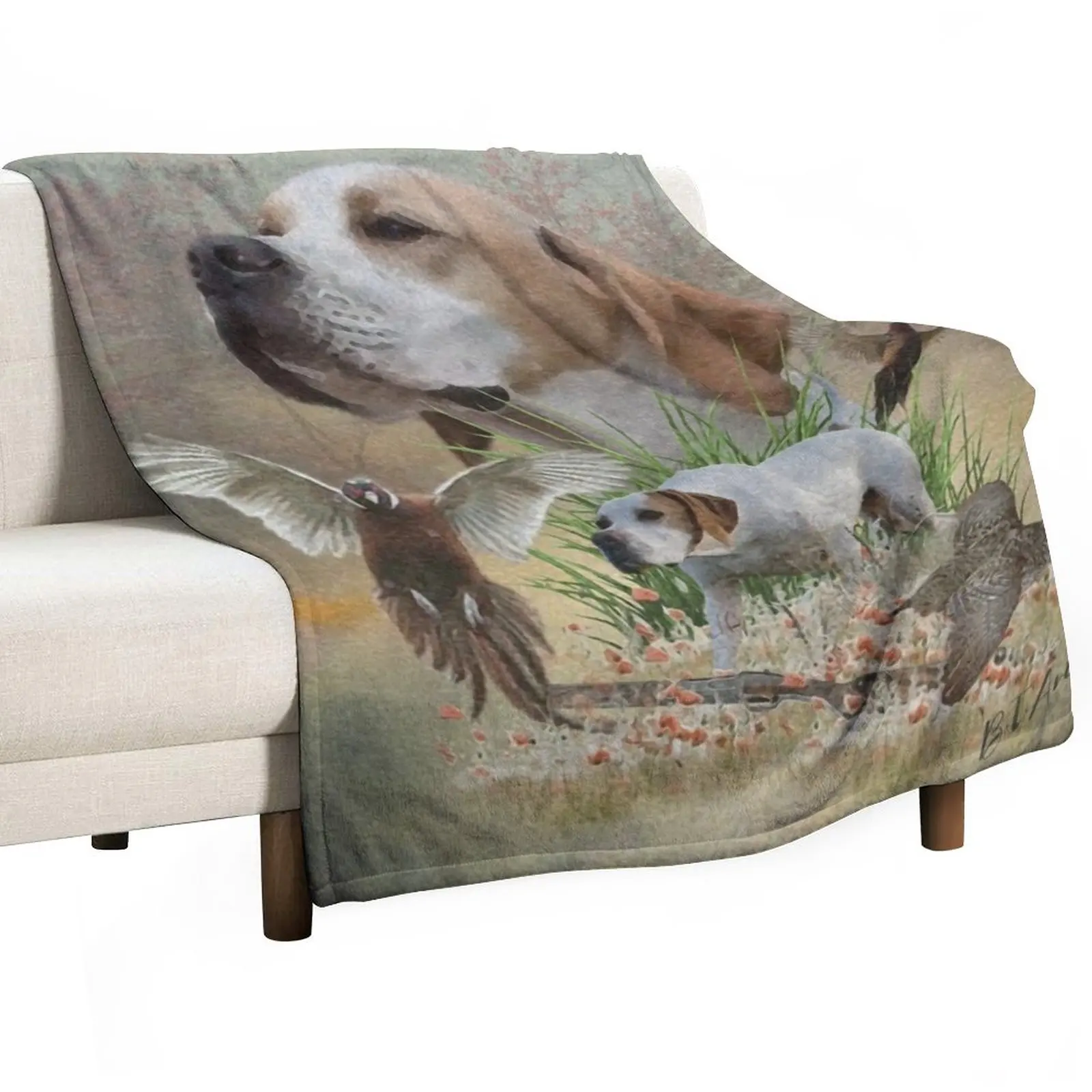 

Pheasant Hunting with Pointers (Art) Throw Blanket manga Comforter Blanket