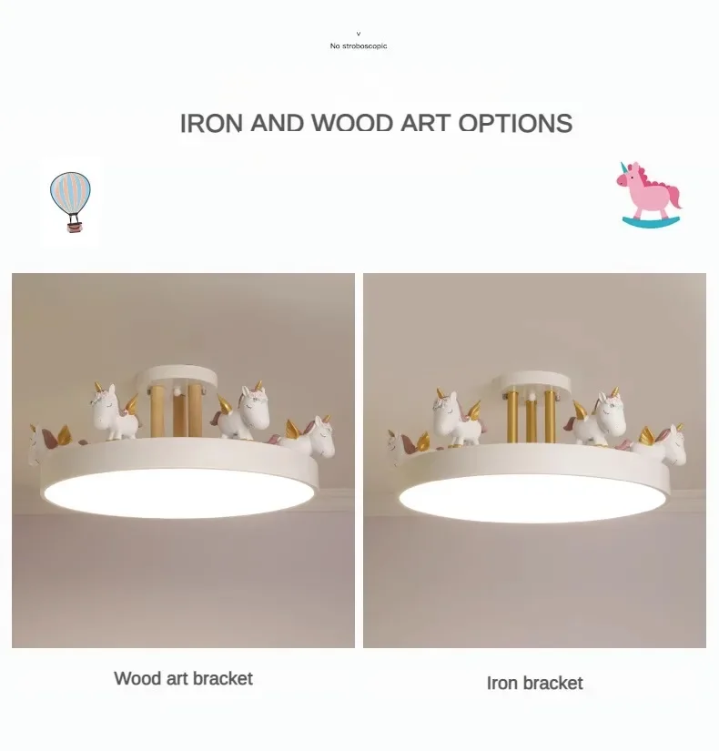 Description Picture 2 of itemNordic Cartoon Ceiling Lights Modern Creative Personality Unicorn Lamp Children's Room Bedroom Art Home Decoration LED Luminaria