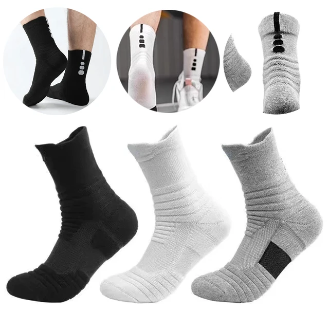 6Pairs Men's Basketball Compression Socks Breathable Sports Socks with Cushioned Sole High Elastic Anti Slip for Workout Running 4
