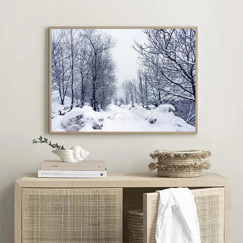Winter Landscape poster Snow Norway Forest Canvas Printing Poster Wall Art Decoration Hanging Picture For Home Living Room Decor