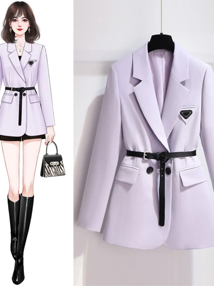 Purple Suit Jacket women's 2024 Spring Autumn Fashion New Korean Version Loose Casual all-match Suit Top