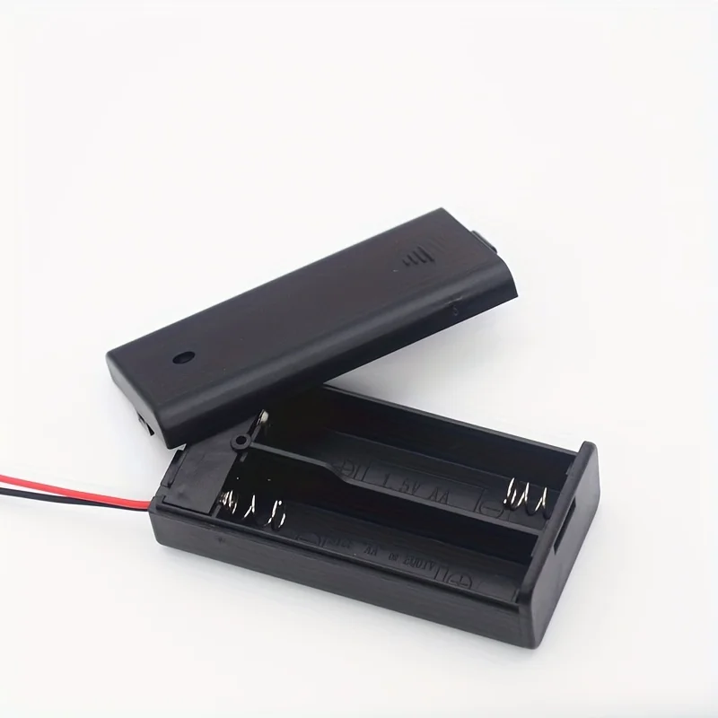 2 AA Battery Holder Two-Section Battery Boxes Wth Switch and Cover For 2 AA Batteries, Two-Section Battery Case