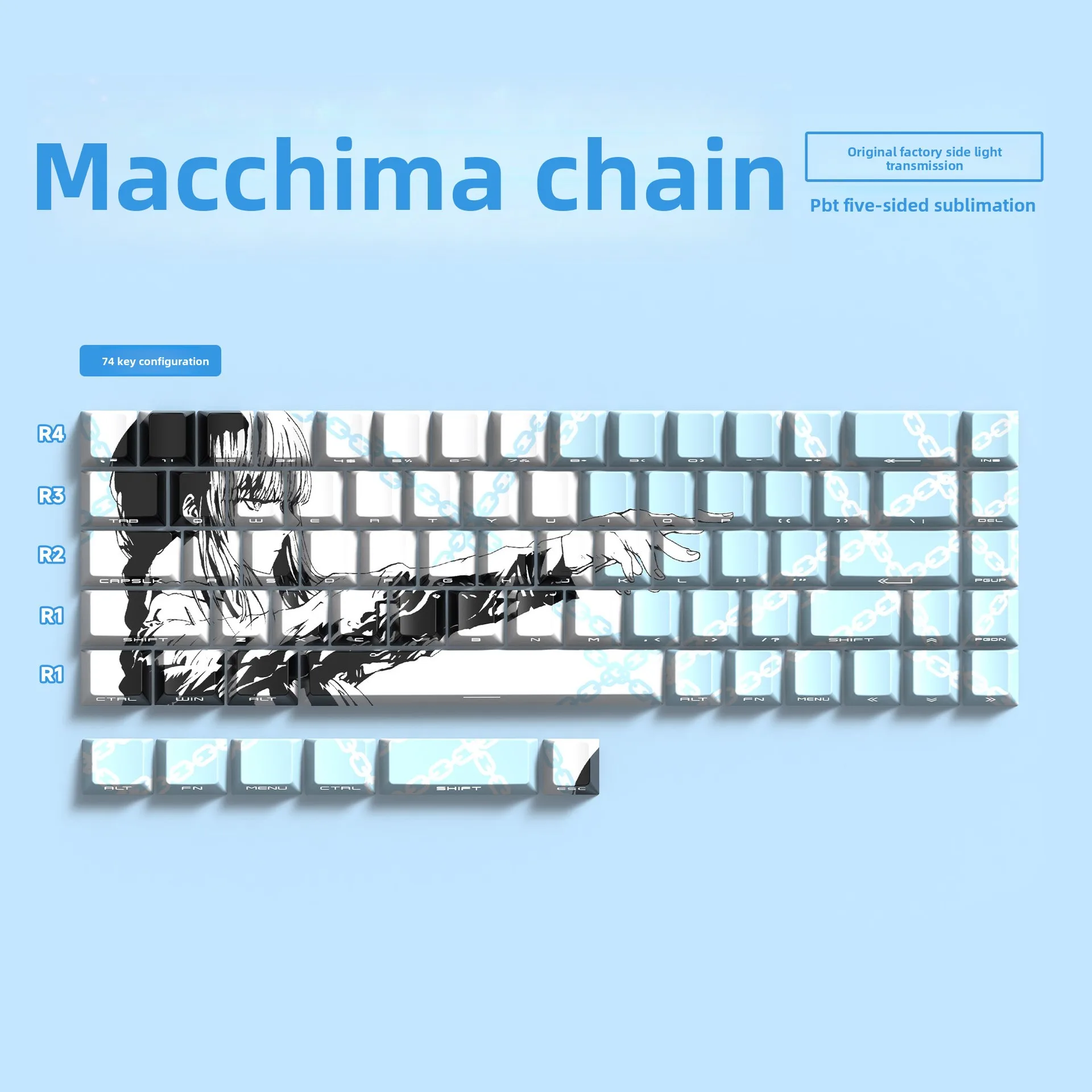 Makima-Inspired Translucent PBT Keycaps - Original Height with Side Print