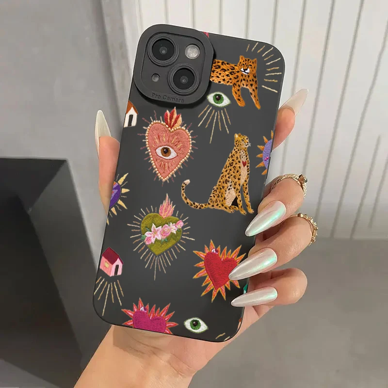Luxury Floral Leopard Eyes Silicone Phone Case