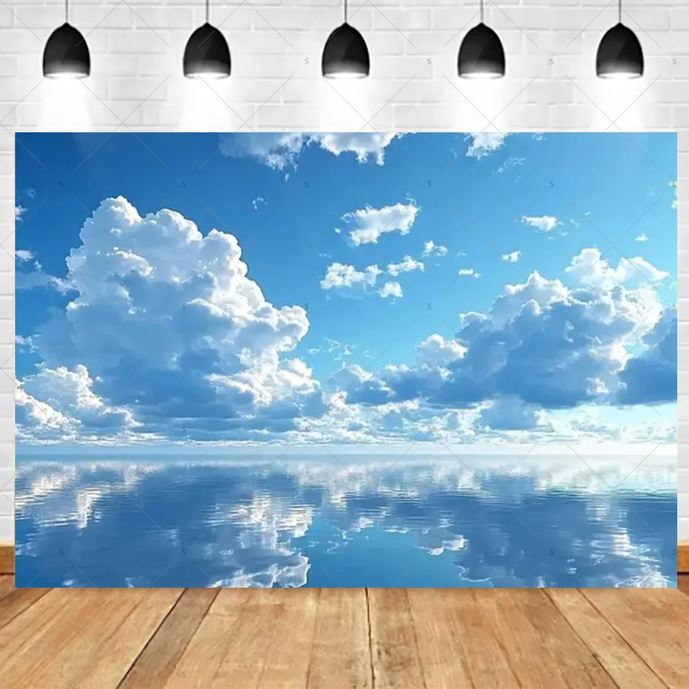 Dreamy Blue Sky and White Clouds Photography Backdrop for Wedding and Party Décor