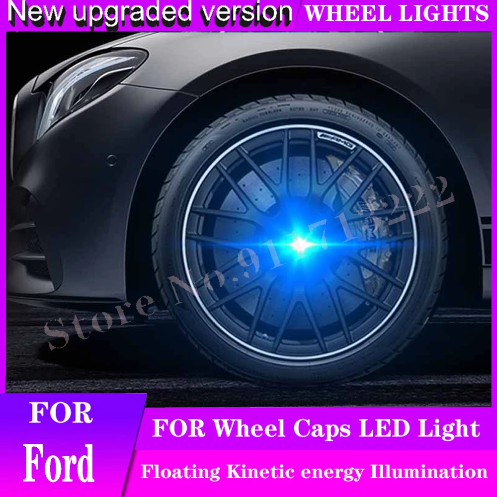4pcs Floating LED Illuminated Hub Light Car Wheel Center Caps Light Fit