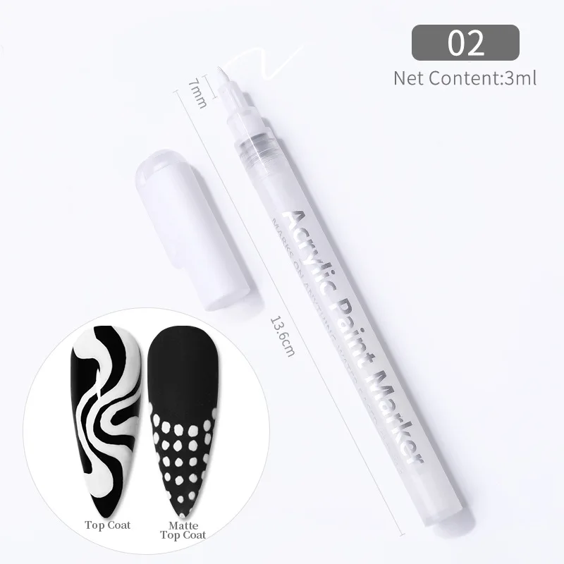 1pc Nail Art Graffiti Pen Gold/Black/white 10 Colors Quick Drying Liner Gel Nail Pen Colorful Painting Marker DIY Drawing Liner 5