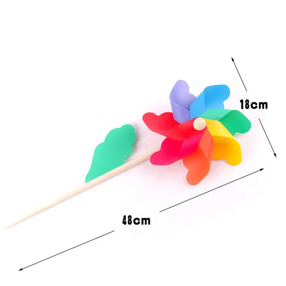 8Pcs 여러 가지 빛깔의 도트 패턴 플라스틱 바람개비 DIY 풍차 키트 재미있는 야외 바람 놀이 정원 파티 룸 스토어 창 장식