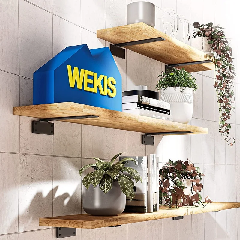 Shelf Bracket 2 4PCS Floating Shelf Brackets Heavy Duty Cast Iron Shelves Brackets 1/5 Inch Thicked Invisible L Brackets for Shelves Support