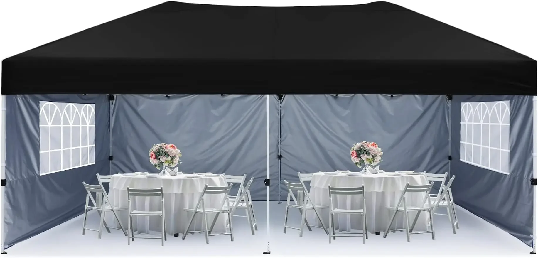 

Canopy Tent 10x10 with Church Window Sidewalls (10x20, Black)