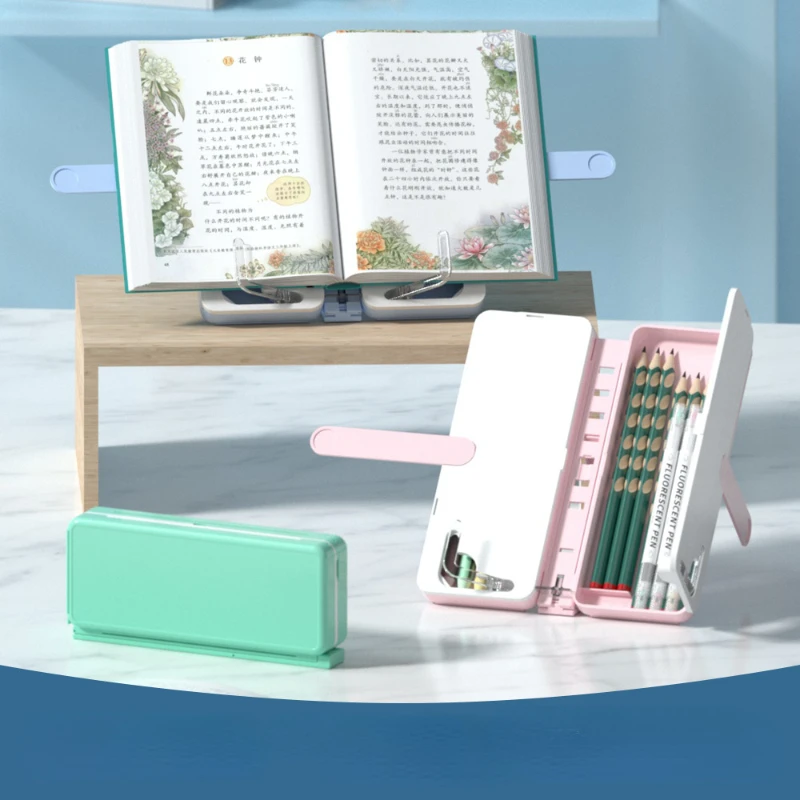 

1PCS Multi-function Portable Reading Stand Folding Holder Writing Whiteboard Pencil case Pen box Stationery for school students