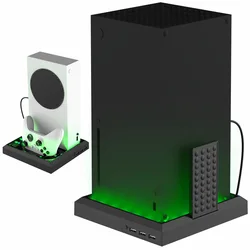 RGB LED Light Stand Station with USB Hub - Gaming Console Accessory (Black)
