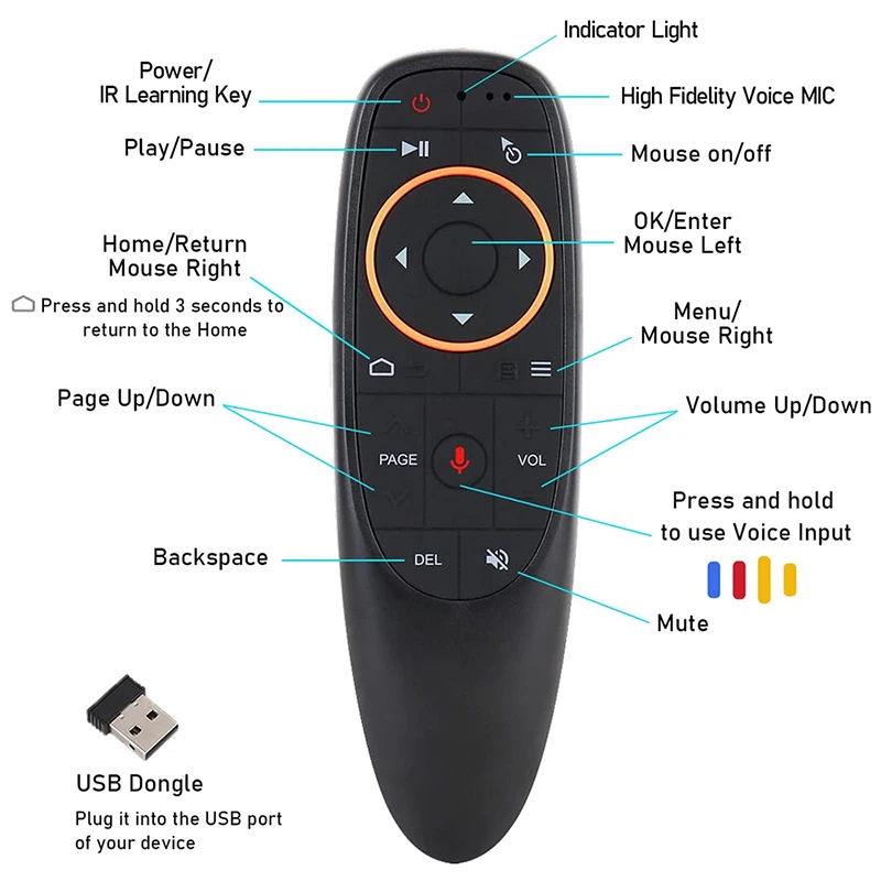 G10S Air Mouse Wireless Gyroscope Voice Remote Mouse  Built-InHigh-FidelityVoice Microphone for Android Projecter PCSmart TV mini computer mouse