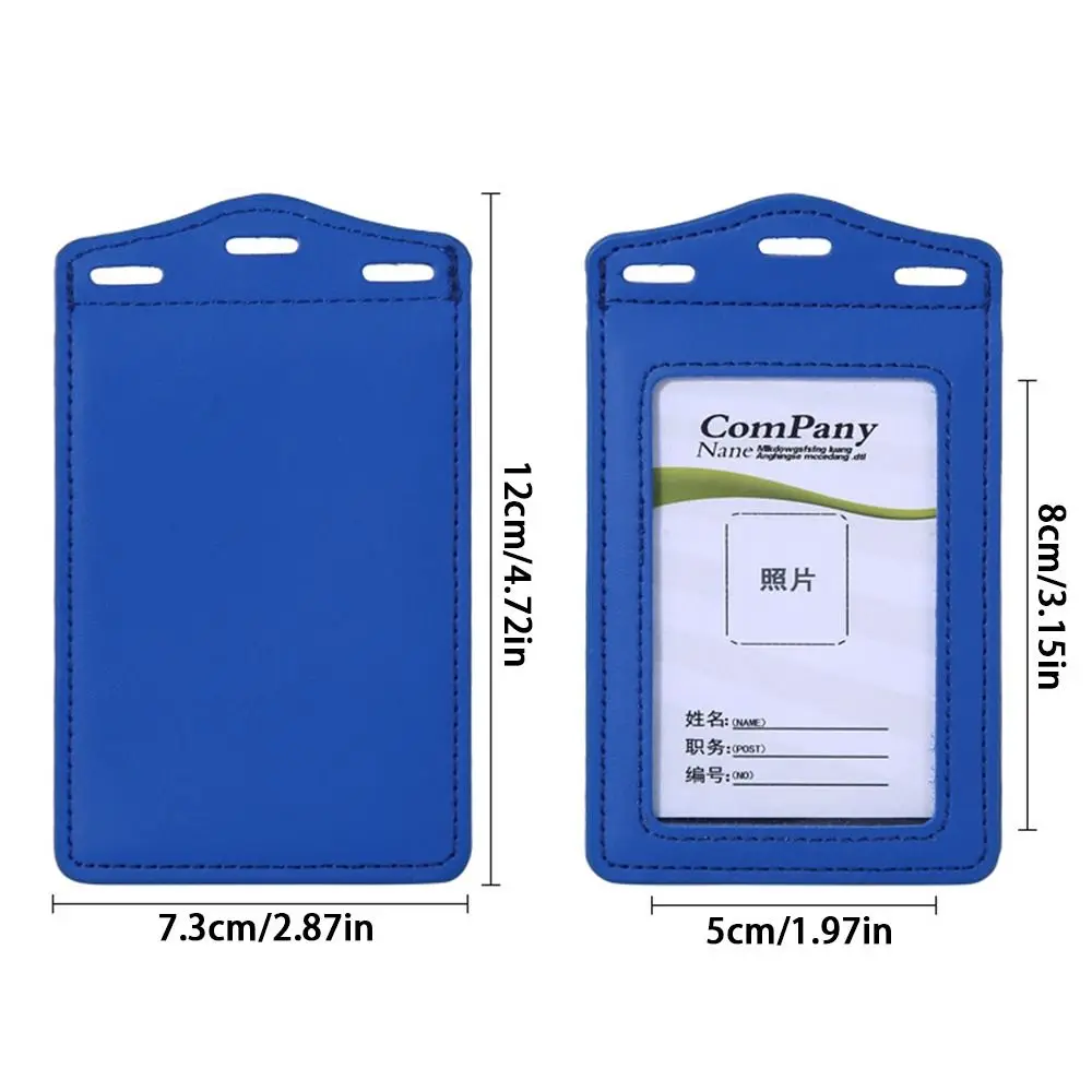PU Leather ID Card Holder with Card Slots Tri-fold Badge Holder Transparent Card Holder