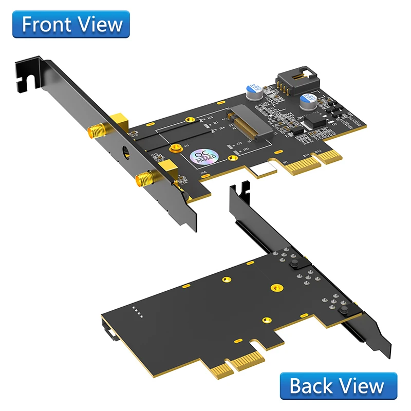 새로운 PCIe X1-M.2 WiFi 블루투스 어댑터(방열판 포함) 블루투스 케이블 지원 A+E 키 M.2 듀얼 밴드 2.4GHz/5GHz 네트워크 모듈