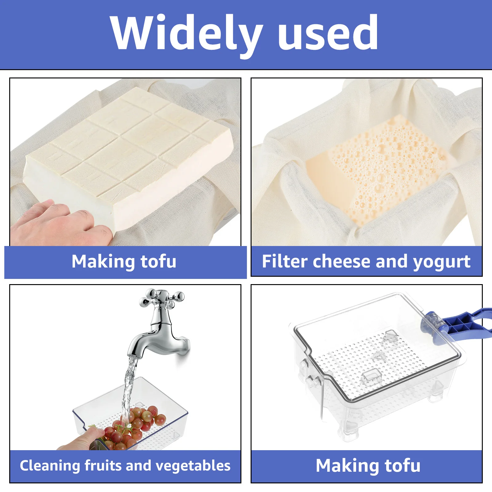 Tofu Press Kit Efficient Tofu Maker 2 Pressure Levels Maker Machine BPA Free Press with 2 Sizes Mold Dishwasher Safe