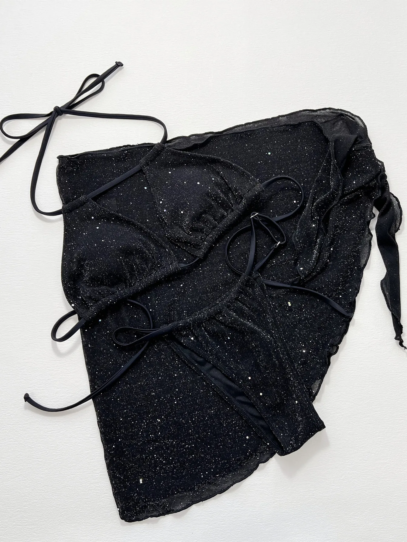 New Sexy Halter Glitter Sparkling Bikini Women Swimwear Female Swimsuit Three-pieces Bikini set Brazilian Bathing Suit Swim Lady