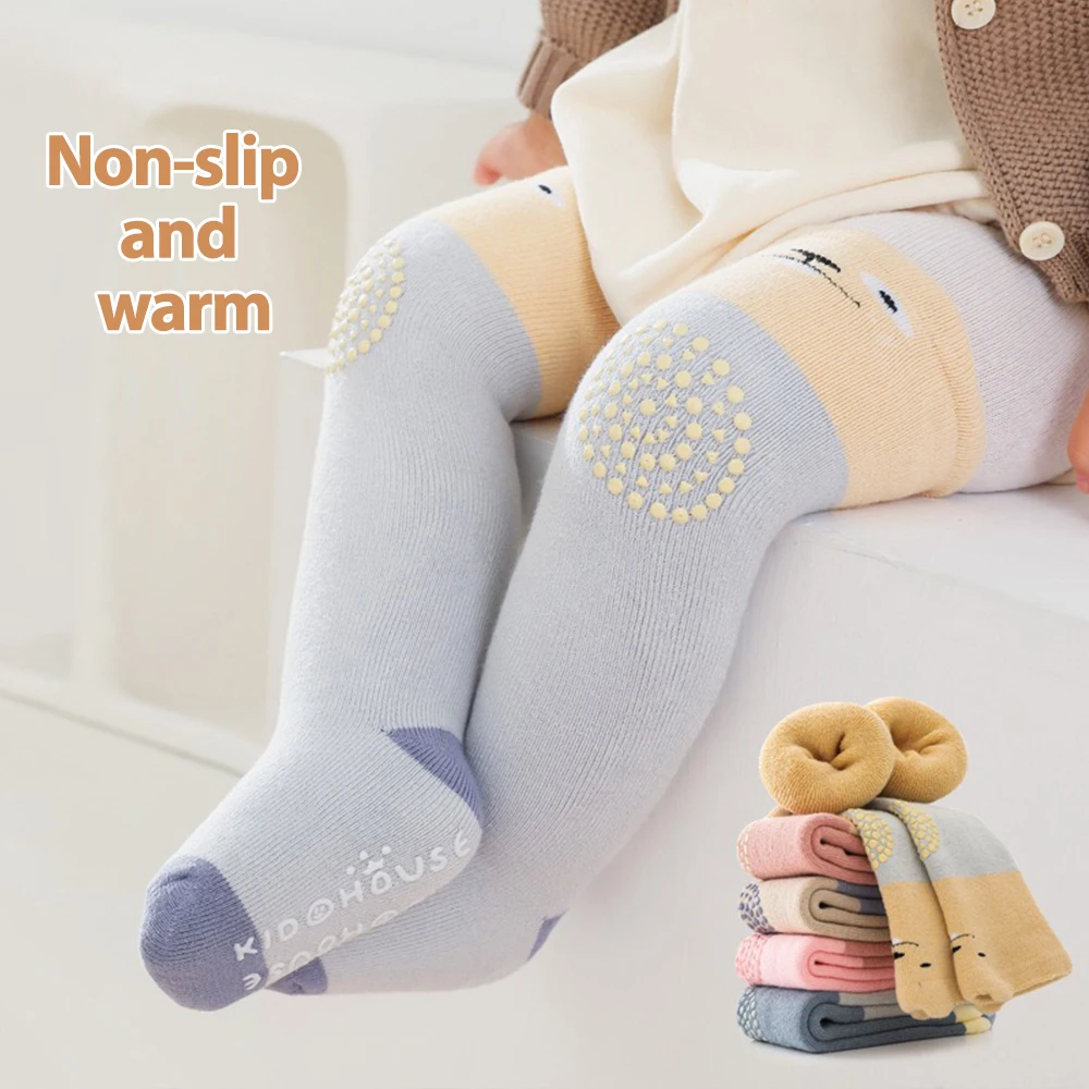 PANGDUBE Baby Knee Pads Baby Crawling Socks 0-3T Cute Cartoon Kids Long Socks Exquisite Cotton Toddler Accessories