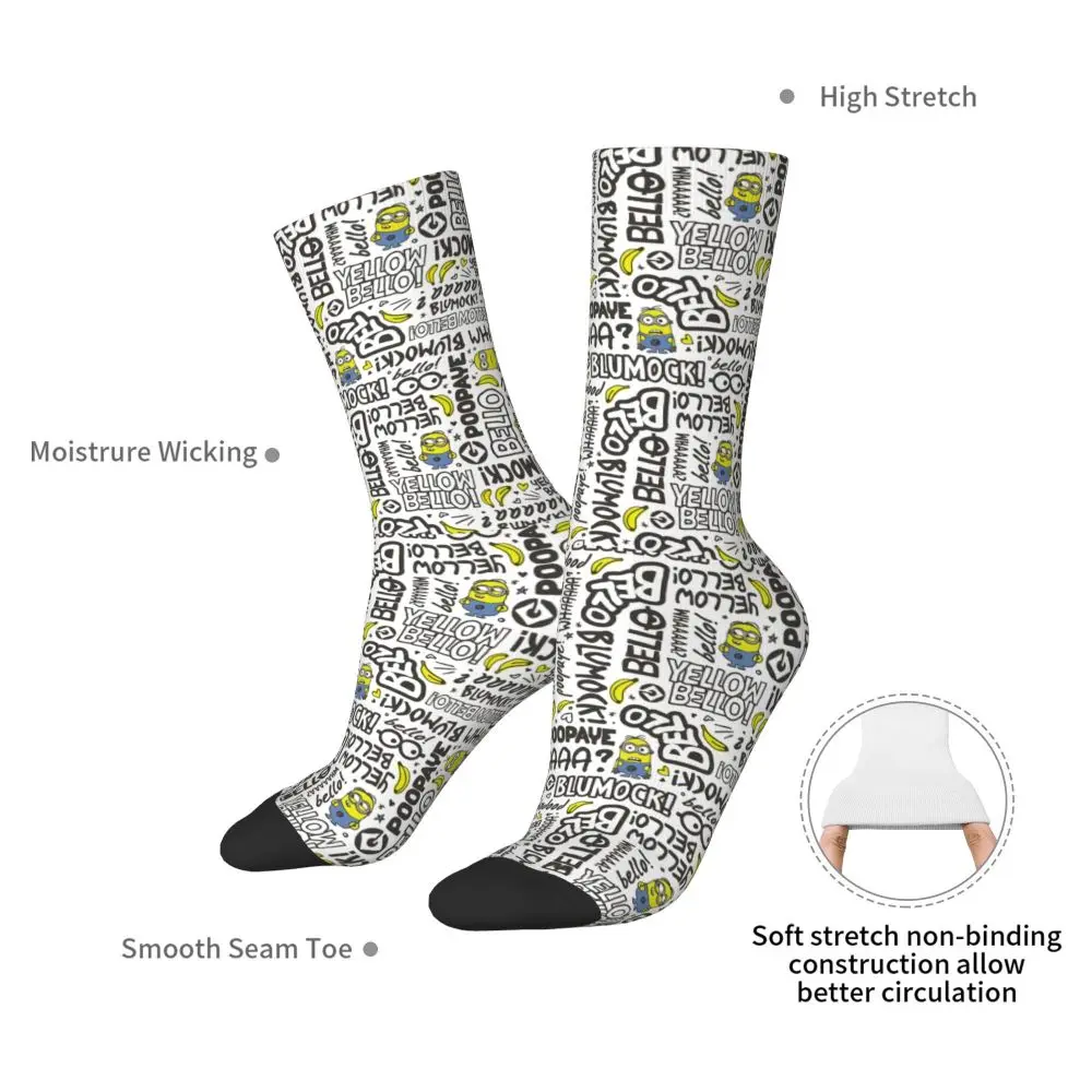 Custom Cool Print M- Minions Cartoon Socks for Women Men Stretchy Summer Autumn Winter M- Minions Bananas Crew Socks 207 S256918b5dbb640a3ba3cdcba8e58f536Y
