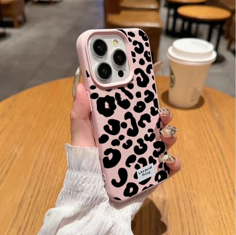Luxury Cute PU Leather Leopard Print Phone Case Cover