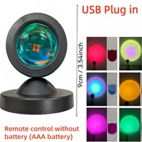 Lumière de Projection de coucher de soleil vibrante, spectre de 16 couleurs, télécommande USB, lumière LED à changement de couleur dynamique, crée une maison chaleureuse, 1 pièce 5