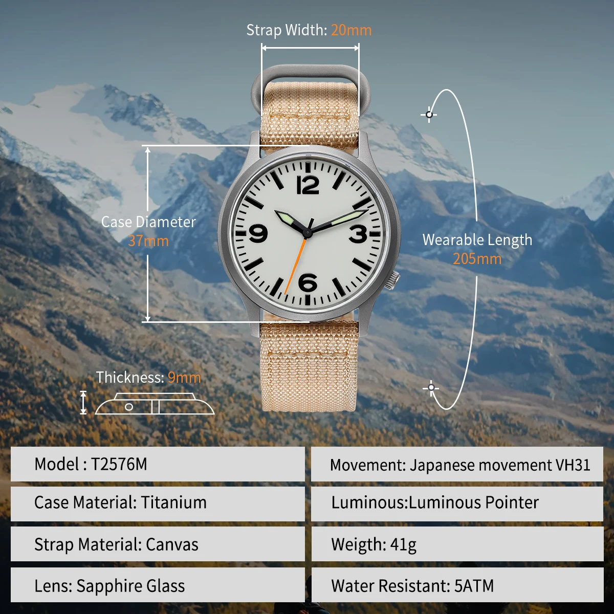 BERNY Men Watches Titanium Lightweight Sports Quartz Watch Clean and Simple Dial Sapphire Glass Luminous Waterproof Wristwatch