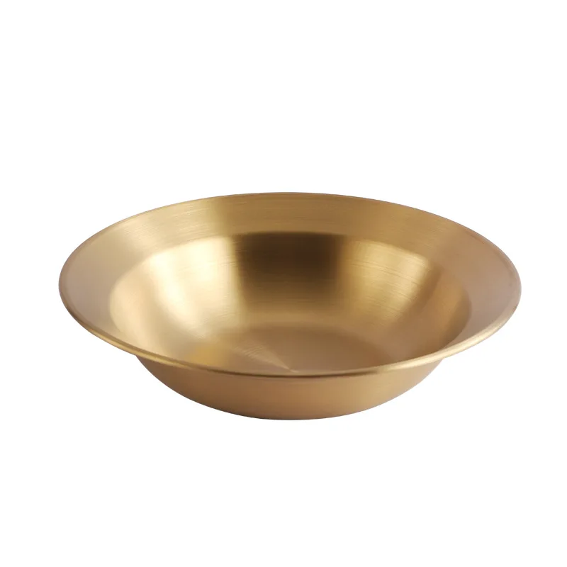 Korean stainless steel crayfish pot thickened straw hat round plate vegetable plate soup deep pasta salad