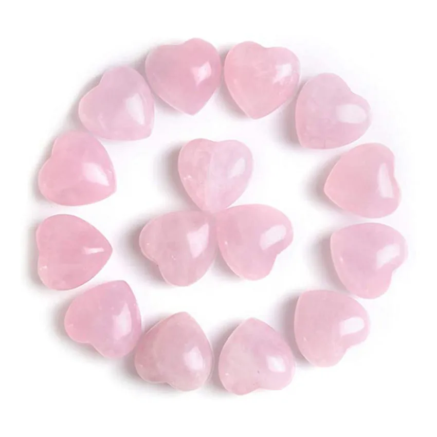 15 Pcs Natural Healing Crystal Rose Quartz Heart Love Stones Set Bulk Polished Pocket Palm Thumb Chakra Reiki Balancing Gifts