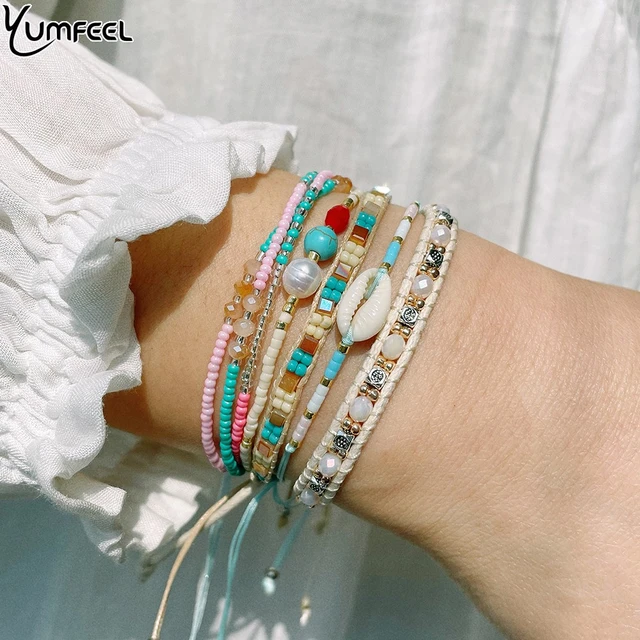 Beaded Daisy Flower Bracelet Summer Holiday Boho Dainty Accessories VSCO  Bracelet Seed Bead Jewelry Sliding Knot - Etsy | Diy bracelet designs, Beaded  jewelry, Girly bracelets