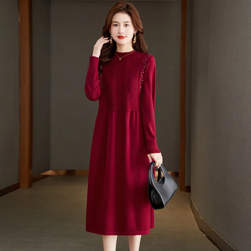 navy blue dress for baby girl Newshows Womens 2025 Sweater Dress Long Sleeve Fall Midi Ribbed Knit Winter  Belted Bodycon Dresses Work Clothes(Apricot,S) at Amazon Women's Clothing  store main image 0