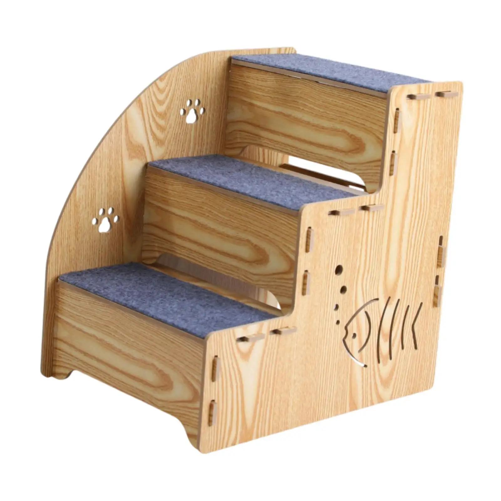 Wood Dog Stair Ladder 3 Steps Nonslip Supplies Dog Climbing Ladder Cat Stairs Pet Stairs Steps for Older Cats Indoor Car Bed