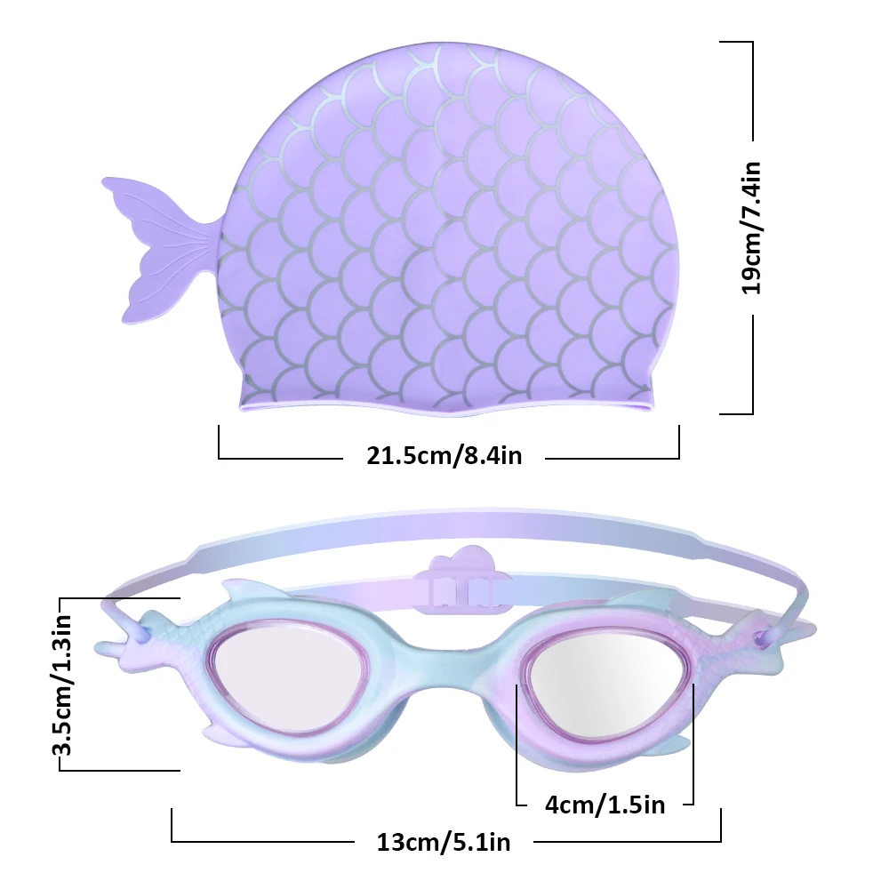 Professional Swimming Goggles HD Waterproof Anti Fog Silicon Swimming Cap Water Swim Goggles Caps for Kids 6