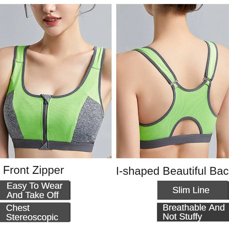 Womens Bra Yoga Sports Bra Top Shockproof Push Up Sportwear Workout Vest for Women Front Zipper Gym Running Underwear Jogging Fitness Bras womens bra