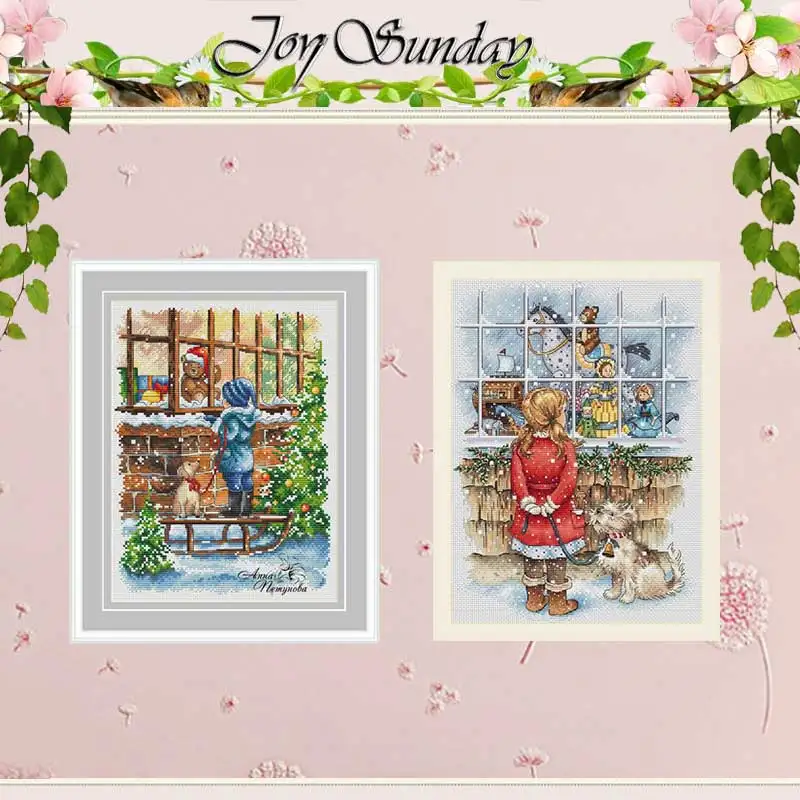 

New Year's Christmas window pattern counted 11CT 14CT 18CT Cross Stitch Set DIY wholesale Cross-stitch Kit Embroidery Needlework