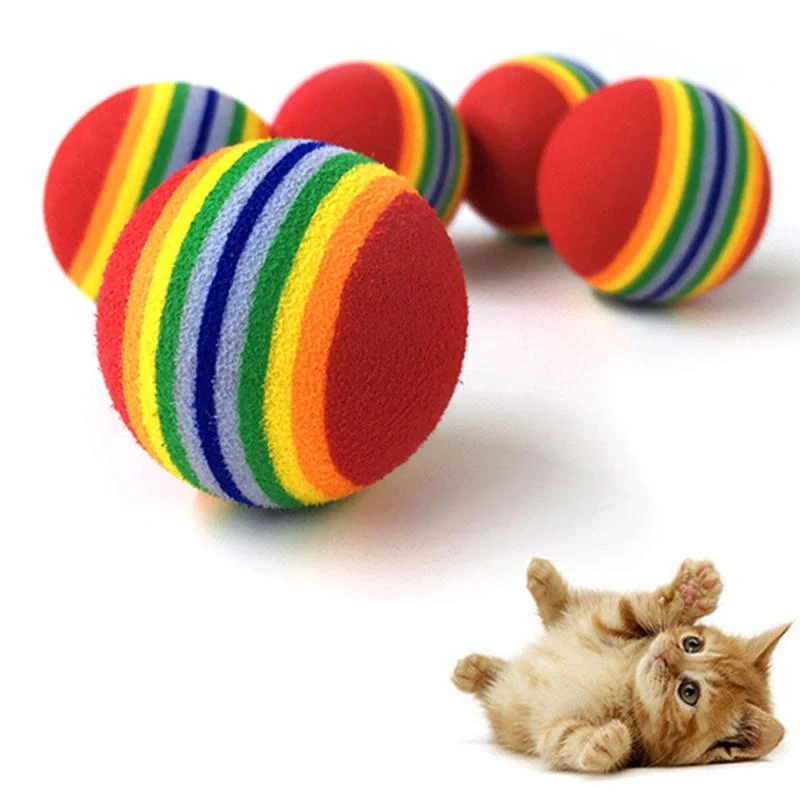 5/10 Pcs Colorful Pet Foam Balls Sponge Ball Cat Toy Soft Foam Rainbow