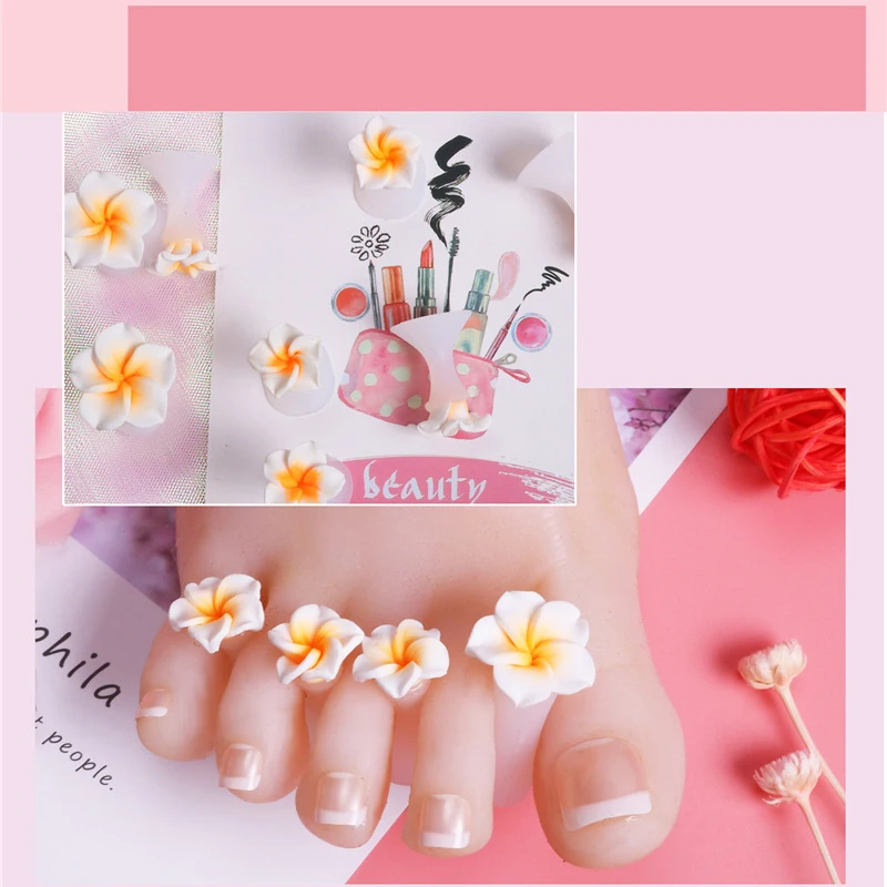 Japanese Manicure Silicone Toe Divider Finger Divider Daisy Purple Flower Drop Pearl Manicure Toe Separator toe separators toe corrector toe spreader finger toe separator