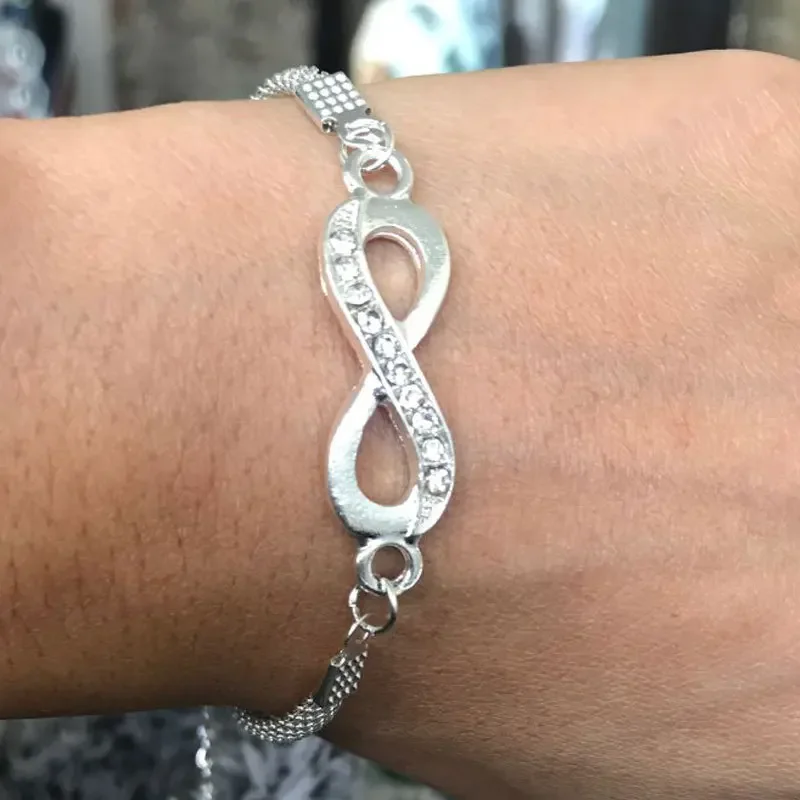 Sterling Silver Women Diamond Infinity Bolo Adjustable Bracelet - Jawa  Jewelers