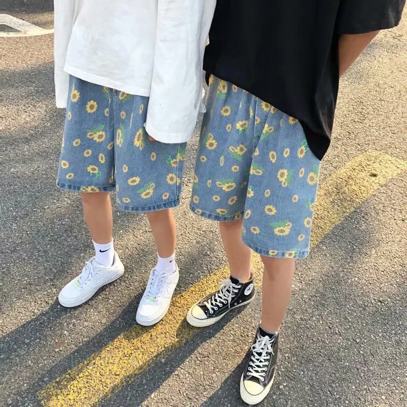 Little Daisy Denim Shorts Summer Internet Celebrity Ins Super Hot Five-Fifth Pants Wear Loose Casual Beach Pants Trendy Brand