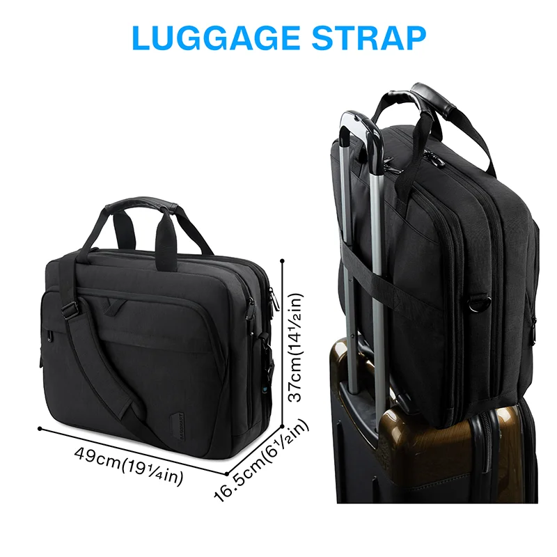 BAGSMART-bolsa para ordenador portátil de 17,3 pulgadas, maletín expandible de gran capacidad para hombre y mujer, bolso de hombro para viaje de negocios