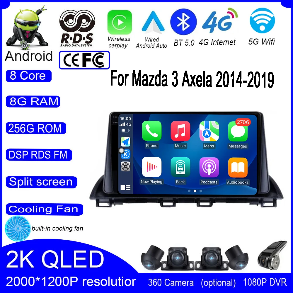 

For Mazda 3 Axela 2014-2019 Android 13 Car Audio Player Stereo Video Multimedia Radio GPS Navigation